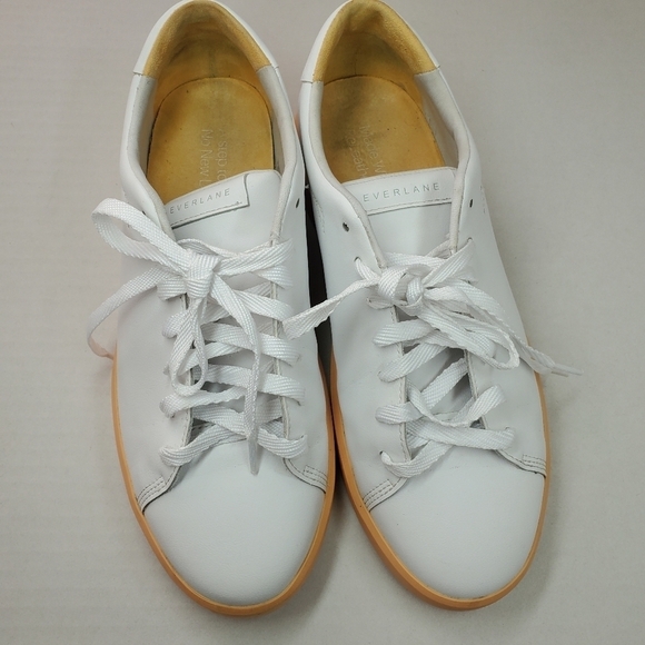 🌸Everlane  | ReLeather White Lace‎ Sneakers size 8.5 Mens, 10.5 Womens - Picture 5 of 9